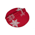 Glisten Snowflake Embroidered Christmas Round Placemats 16 Inch Round Set Of 4 Red