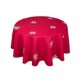 Glisten Snowflake Embroidered Christmas Round Tablecloth 70 Inch Red