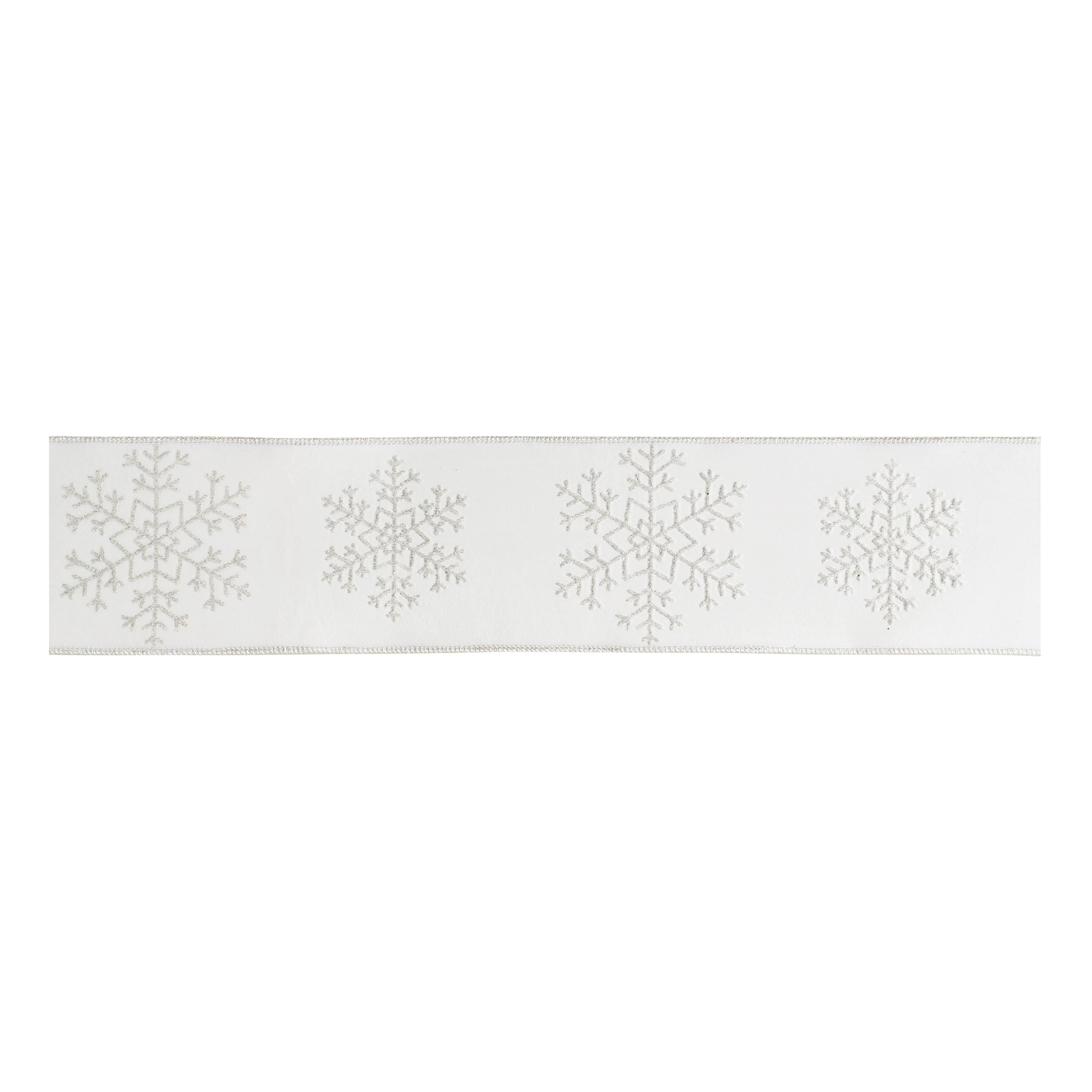 Glitter Snowflake Wired Ribbon 4 X 5 Yds.