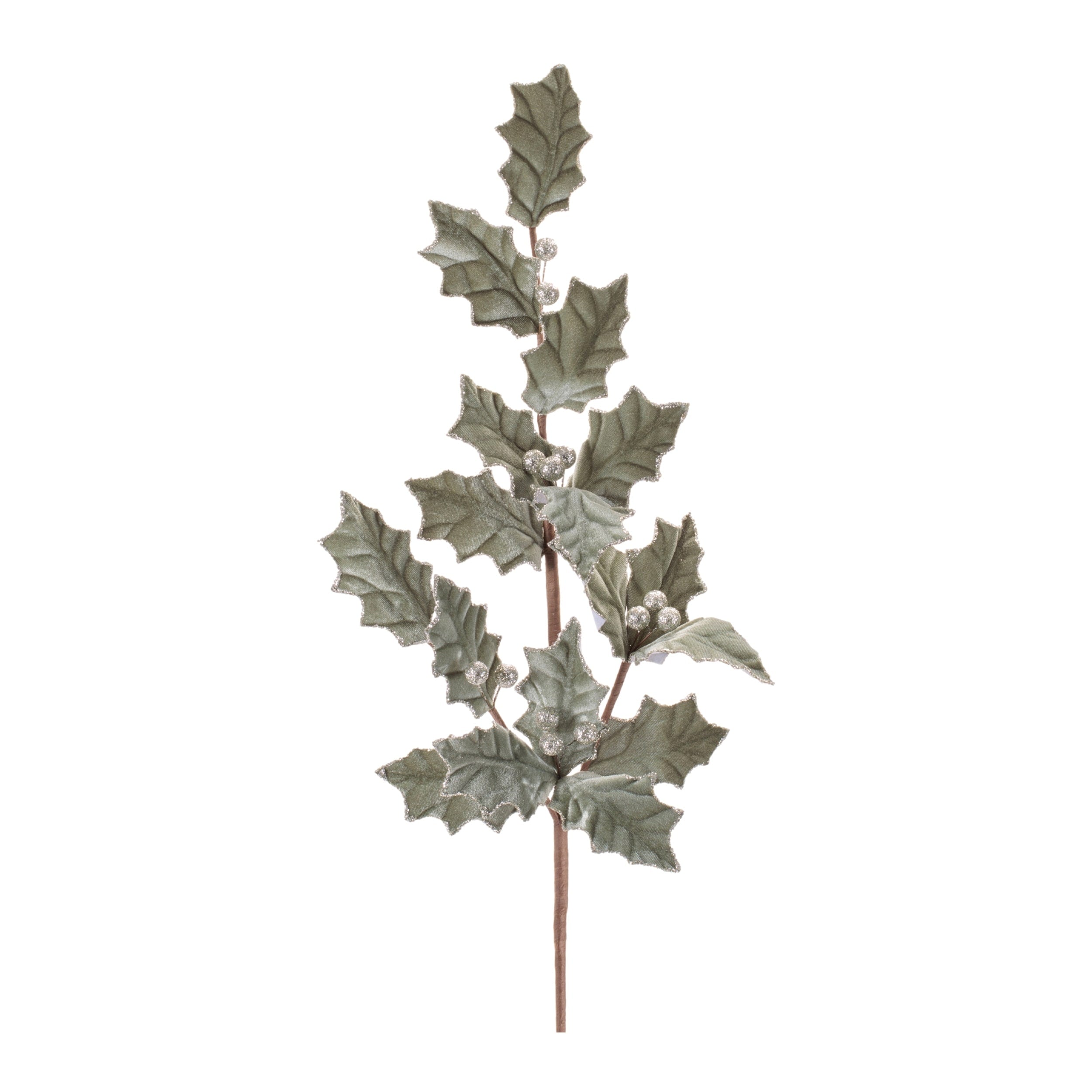 Glittered Holly Leaf Spray Set Of 4