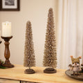 Glittered Tinsel Tree Christmas Decorations 19.5 Gold Set Of 2