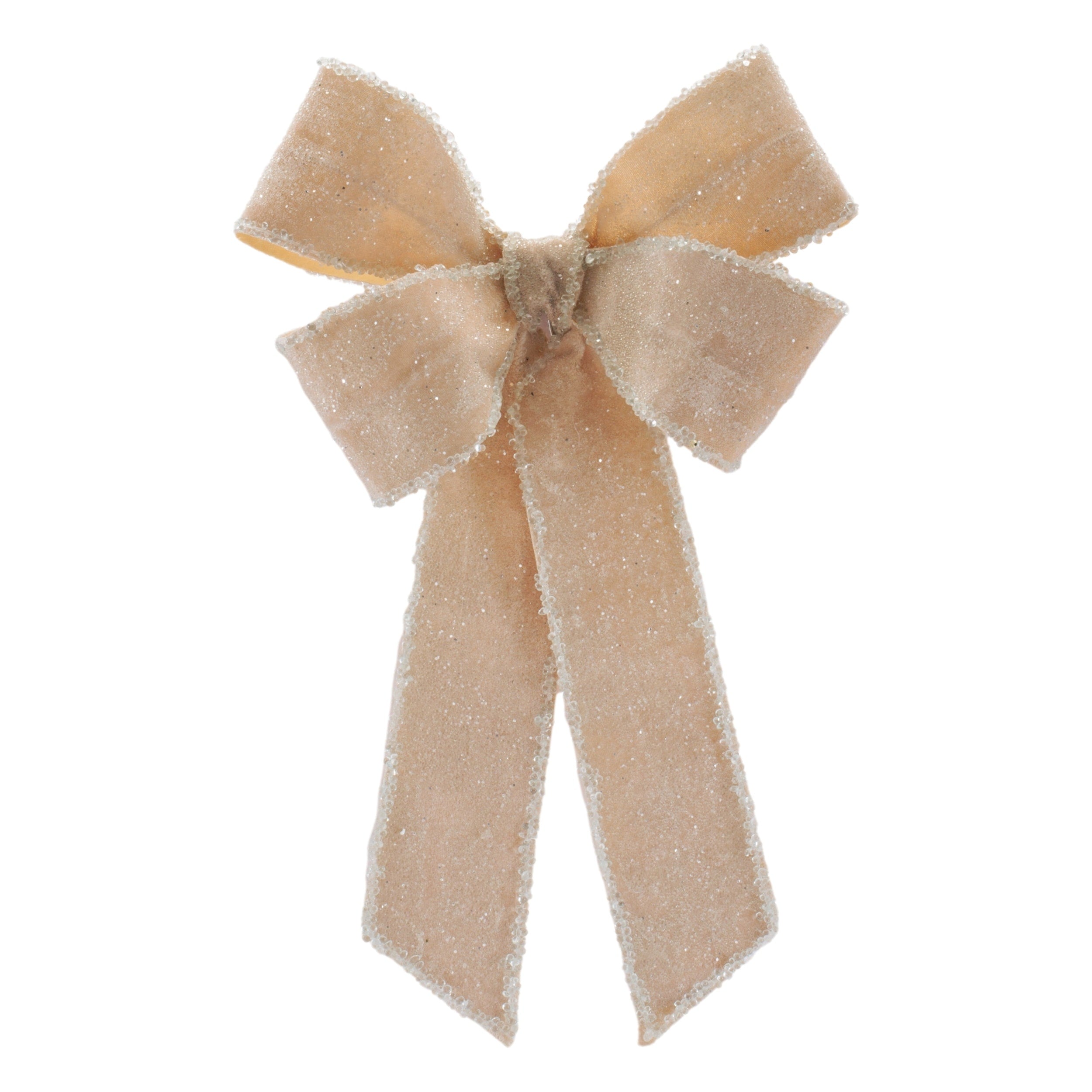 Glittered Velvet Bow Ornament Set Of 2