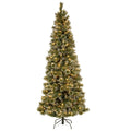 Glittery Bristle Pine Slim Hinged Tree With 600 Led Lights