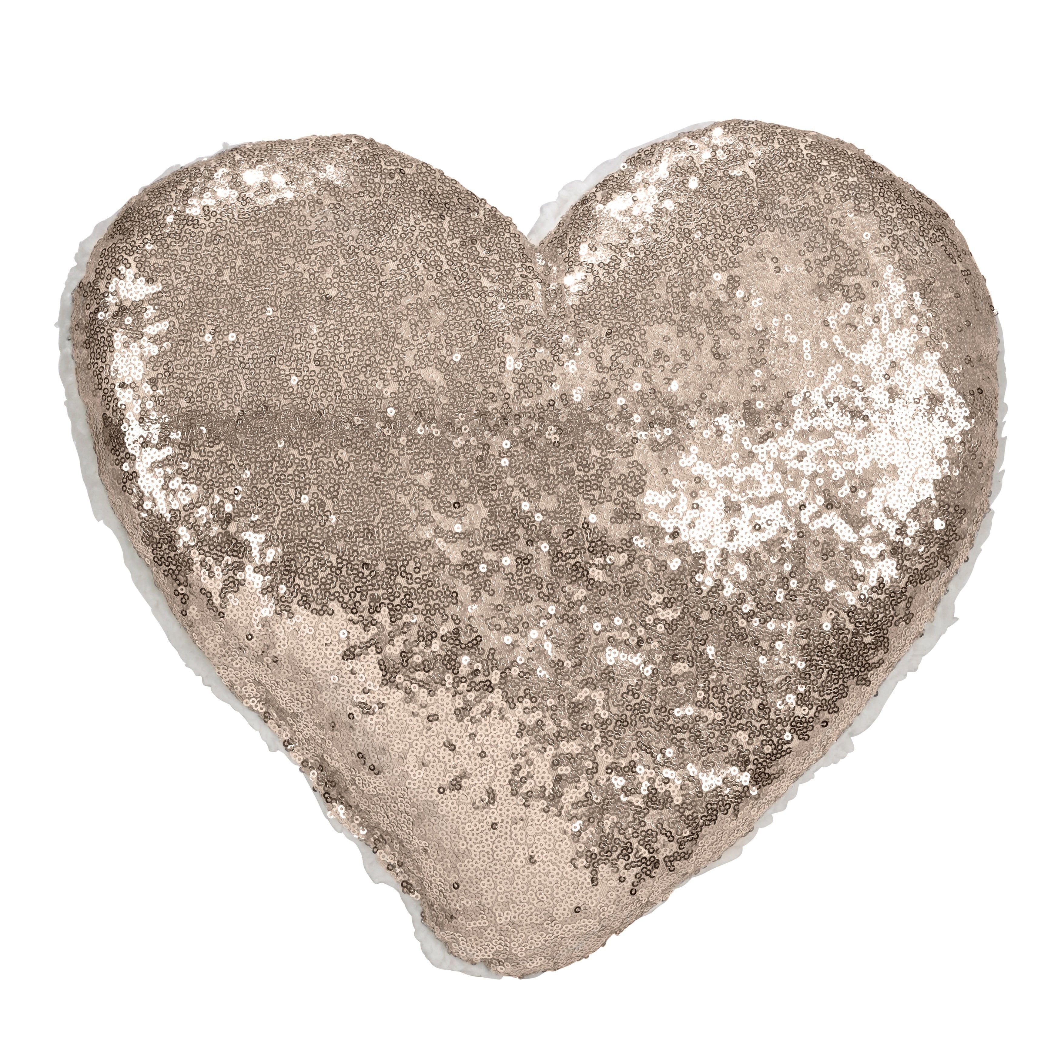 Glittery Sequin With Sherpa Trim Poly Filled Throw Pillow