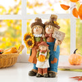 Glitzhome 10.5 H Fall Resin Scarecrow Family Highland Cow Table Decor