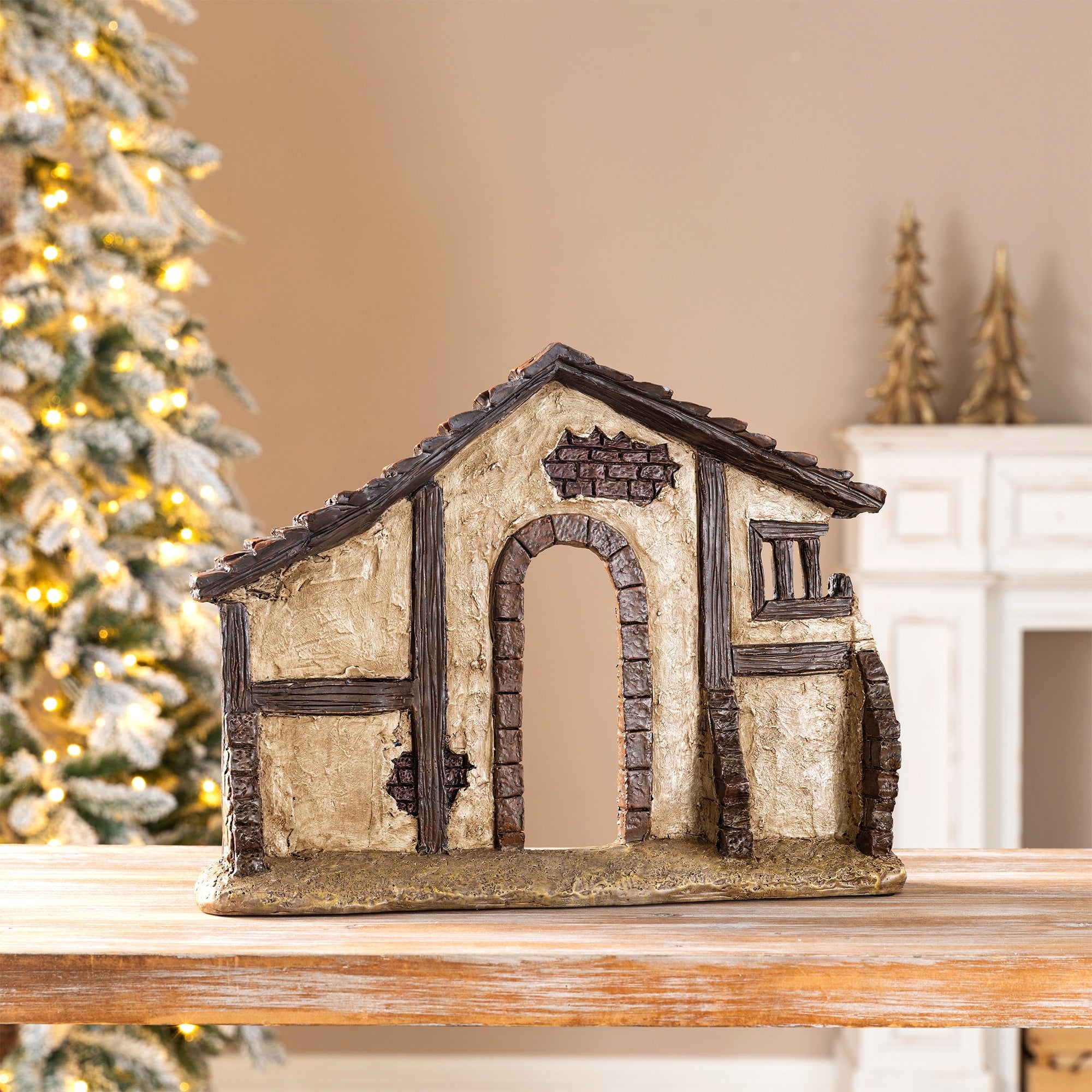 Glitzhome 11.5 H Resin Nativity Scene Stable Creche