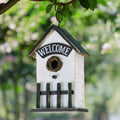 Glitzhome 11 H Washed White Solid Wood Fence Outdoor Garden Birdhouse