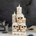 Glitzhome 14.25 H Lighted Halloween Resin Skulls With Candles Table Decor With Timer
