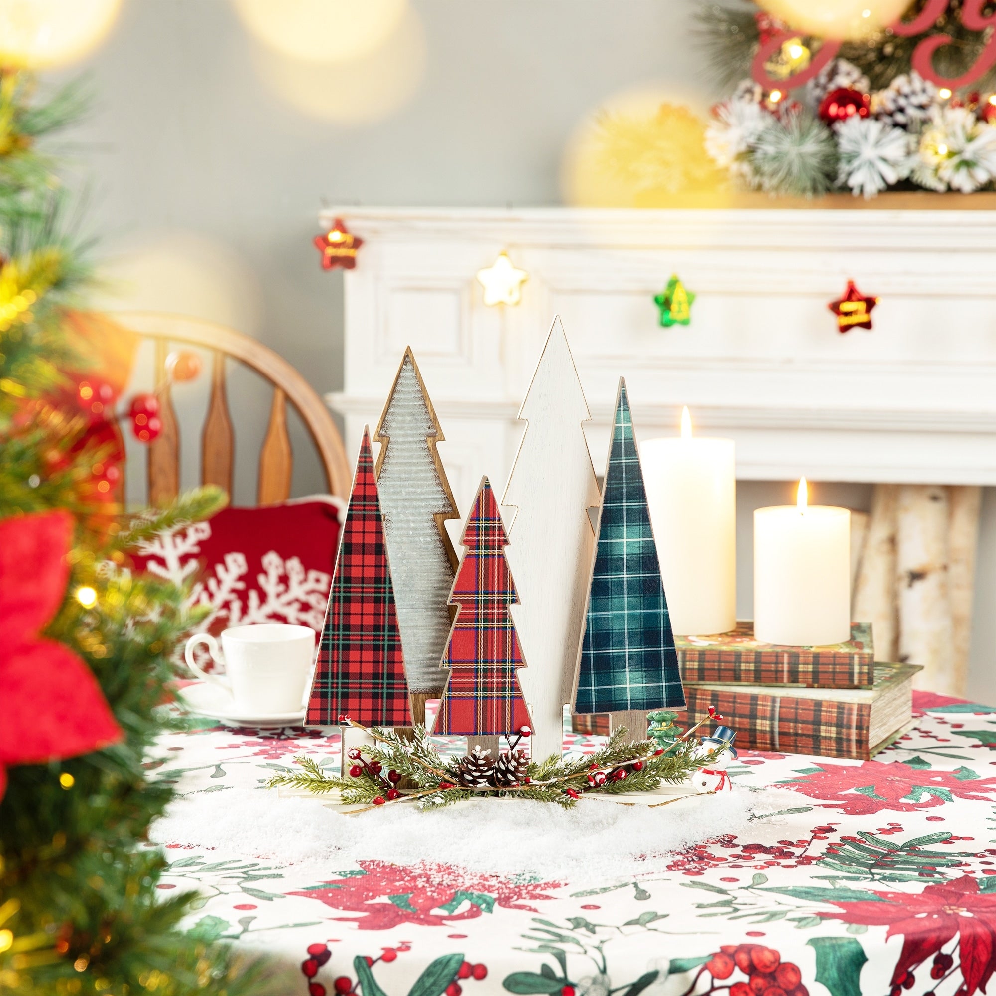 Glitzhome 14 H Wooden Christmas Tree Table Decor