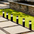 Glitzhome 15.25 H Set Of 6 Solar Powered Transparent Texture Lens Pathway Stake Light Set Of 6