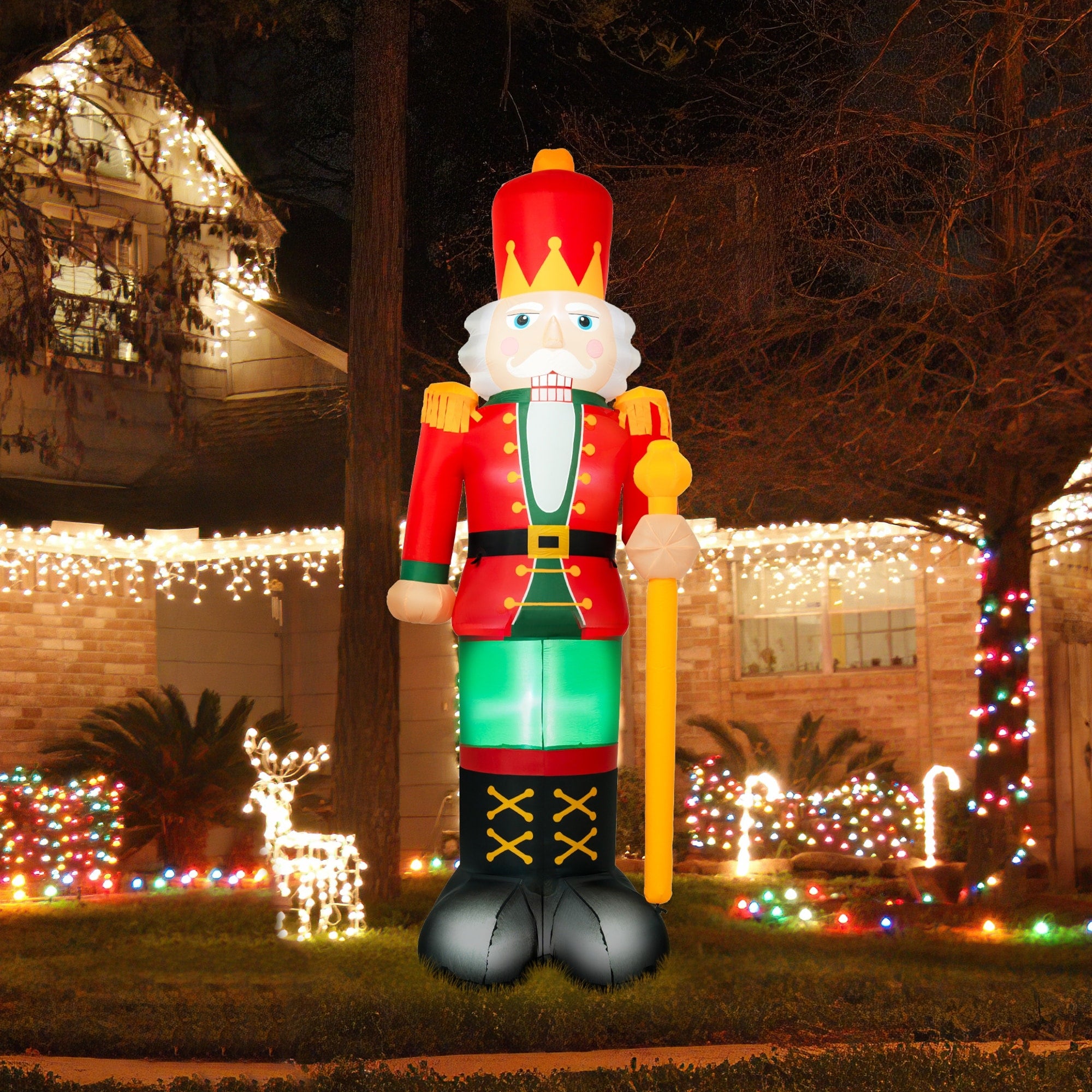 Glitzhome 15Ft Giant Lighted Inflatable Nutcracker Decor