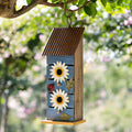 Glitzhome 15 H Washed Blue 2 Tiered Solid Wood And Metal Daisy Decorative Outdoor Garden Birdhouse