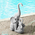 Glitzhome 18.25H Resin Mother And Baby Elephant Statue