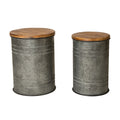 Glitzhome 19 H Farmhouse Galvanized Metal Nesting Storage Accent Table Set Of 2 19 H 18 H