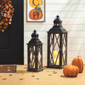 Glitzhome Set Of 2 Farmhouse Wood Metal Lanterns
