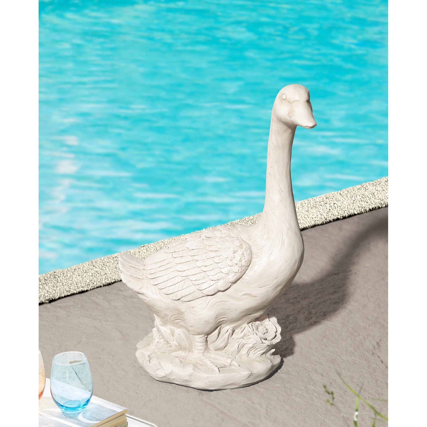 Glitzhome 20 H Mgo Faux Bronze White Goose Garden Statue