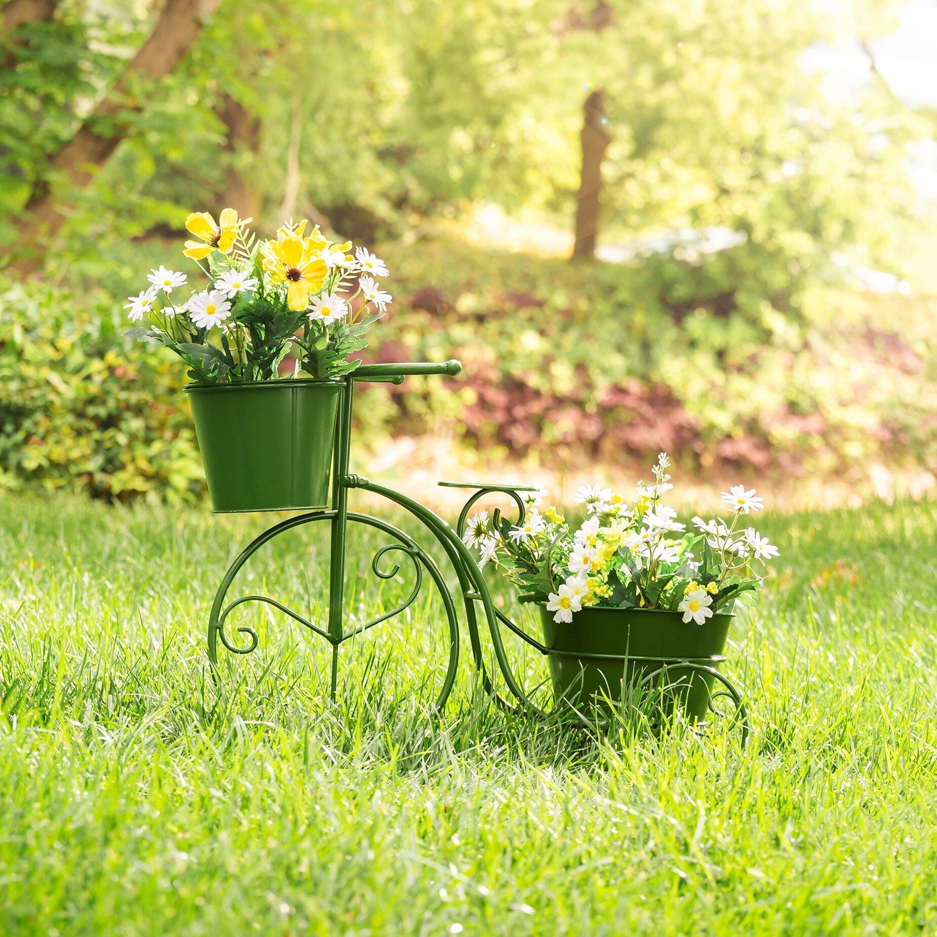 Glitzhome Hand Painted Metal Bicycle Planter