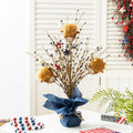 Glitzhome 21 H Patriotic Americana Highland Cow And Berry Table Tree