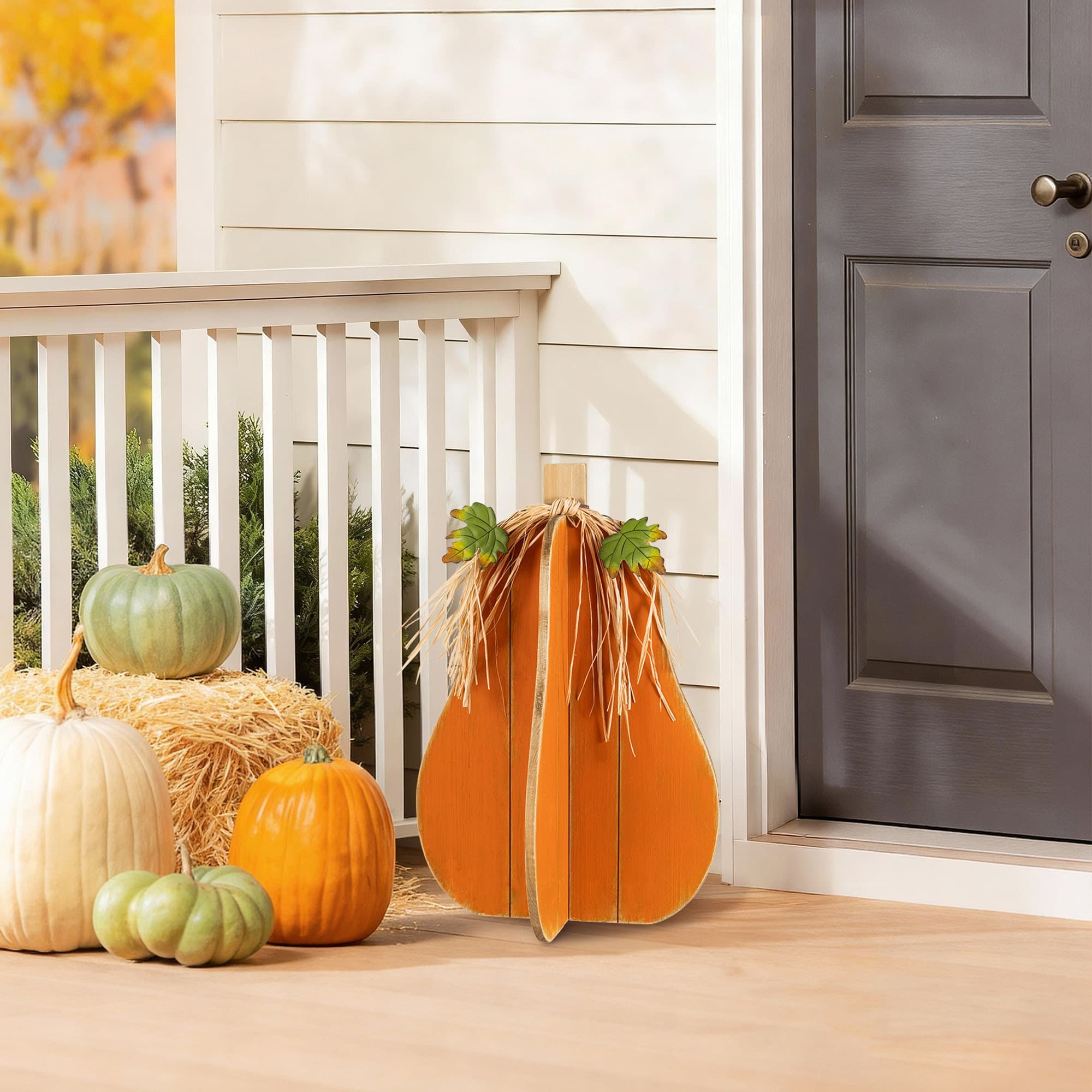 Glitzhome 22 H Fall Wood Interlocking Pumpkin Porch Decor 22H