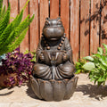 Glitzhome 22 H Led Lighted Zen Style Bronze Hippo Outdoor Fountain Polyresin Water Feature For Home Patio Garden Backyard Decor