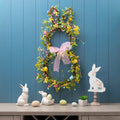 Glitzhome 24.5 H Easter Bunny Shaped Wreath With Eggs And Satin Ribbon Bow