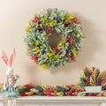 Glitzhome 24 D Mixed Floral Eucalyptus Wreath Includes A Complimentary Black Metal Wreath Hanger