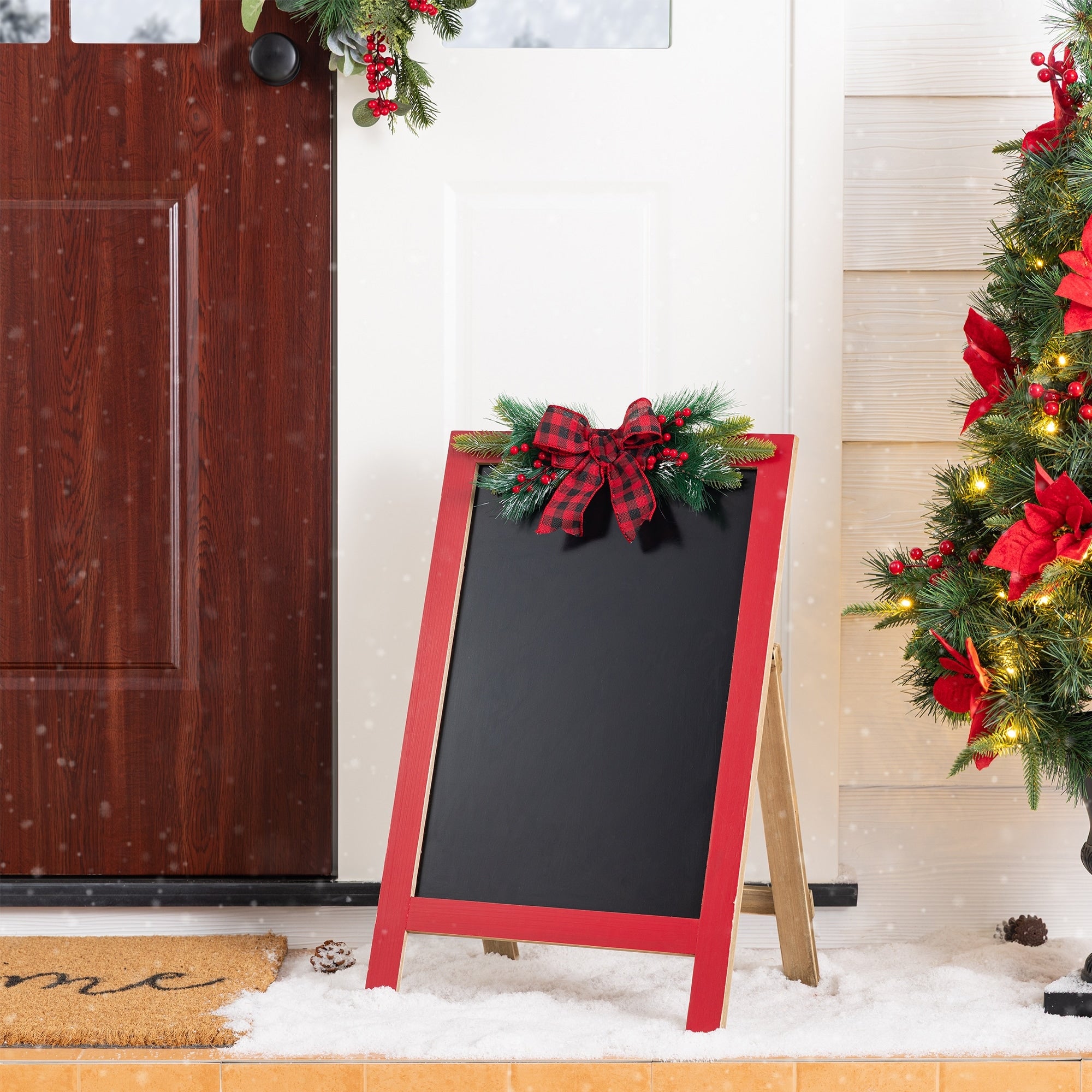 Glitzhome 24 H Christmas Wooden Easel Porch Decor