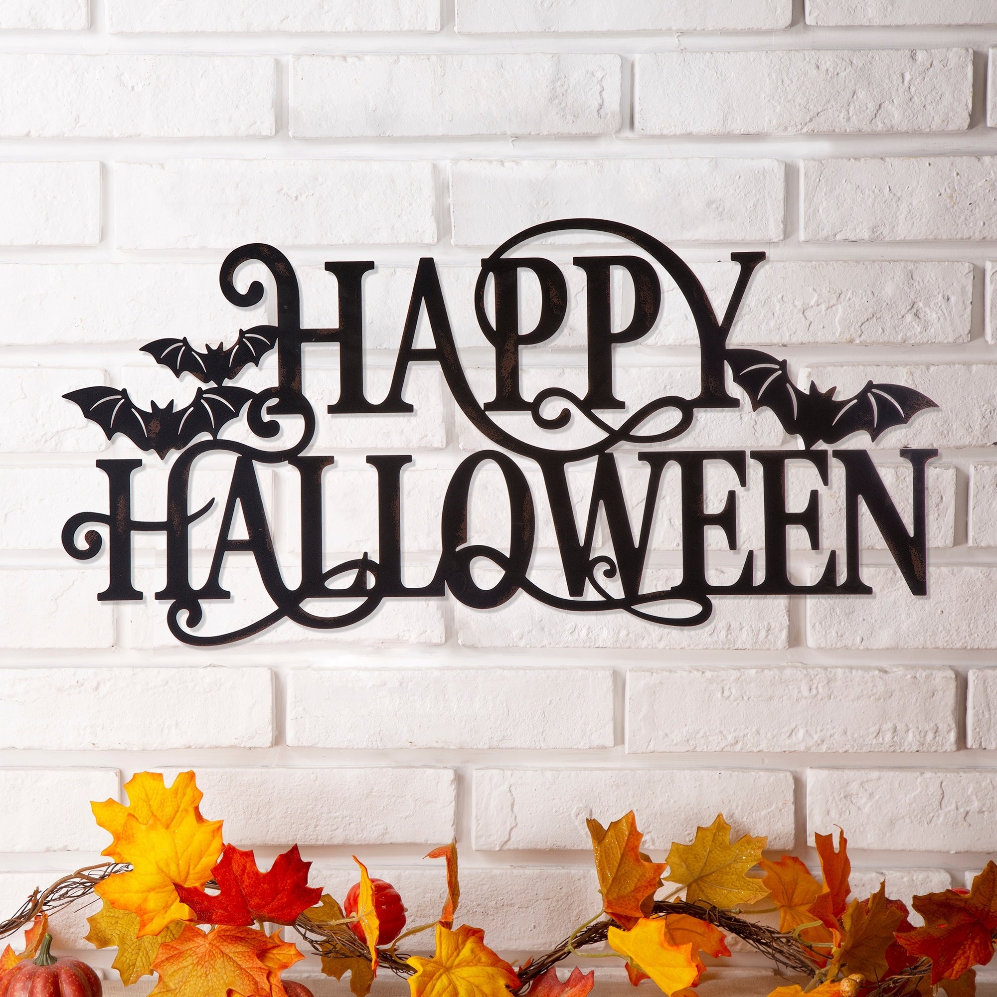 Glitzhome Metal Happy Halloween Wall Sign