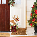 Glitzhome 25.75 H Christmas Chunky Wood Reindeer Porch Decor With Timer 27.75H