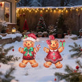 Glitzhome 25 H Set Of 2 Christmas Metal Gingerbread Boy And Girl Yard Stake
