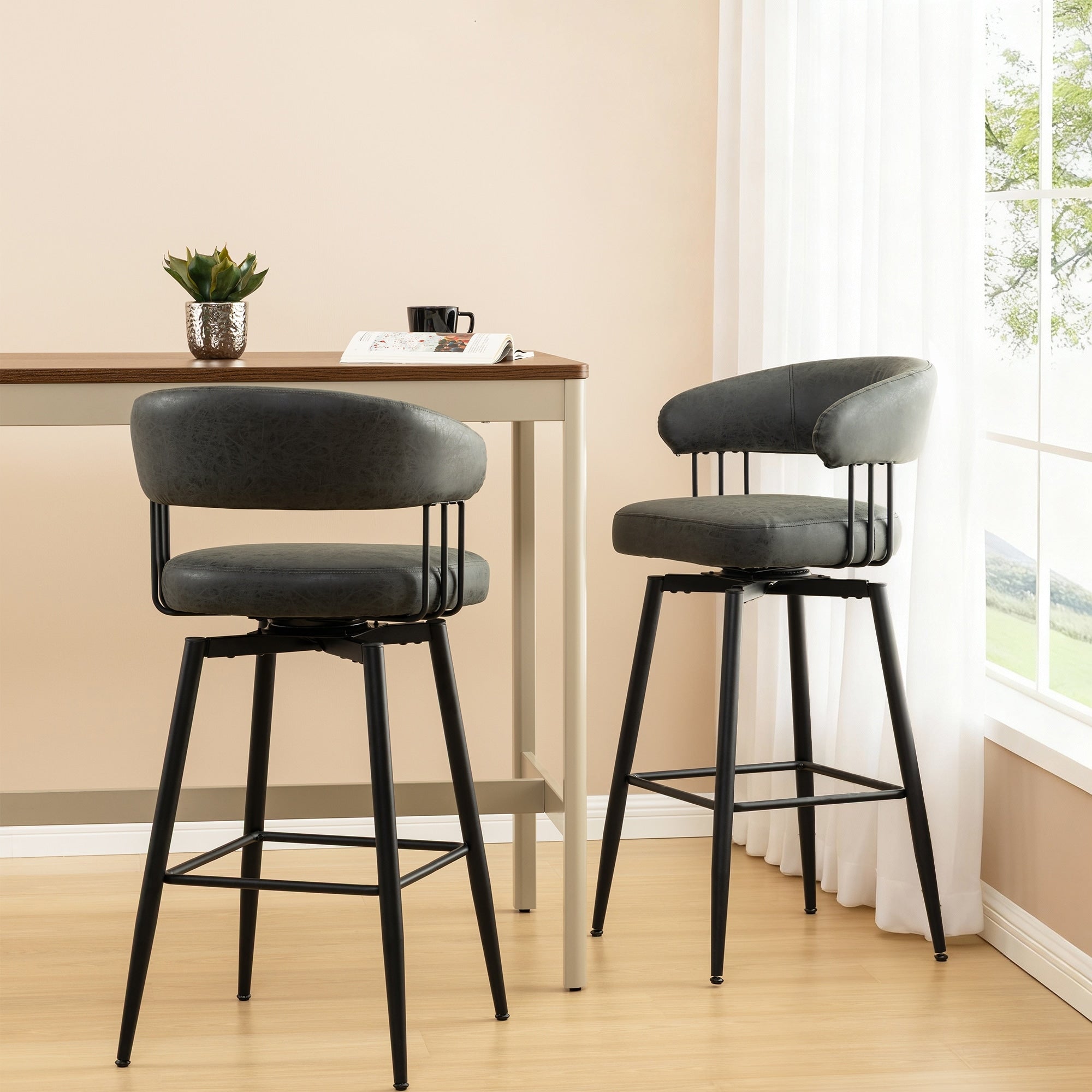 Glitzhome 26 Or 31 Inches Modern Upholstered Swivel Counter Height Bar Stools