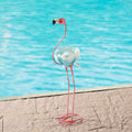 Glitzhome 26.25 H Metal Solar Lighting Standing Flamingo Garden Statue