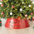 Glitzhome 26 D Merry Christmas Diecut Metal Tree Collar With Light String Merry Christmas