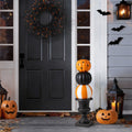 Glitzhome 27 H Halloween Mgo Stacked Pumpkin With Black Urn Porch Decor