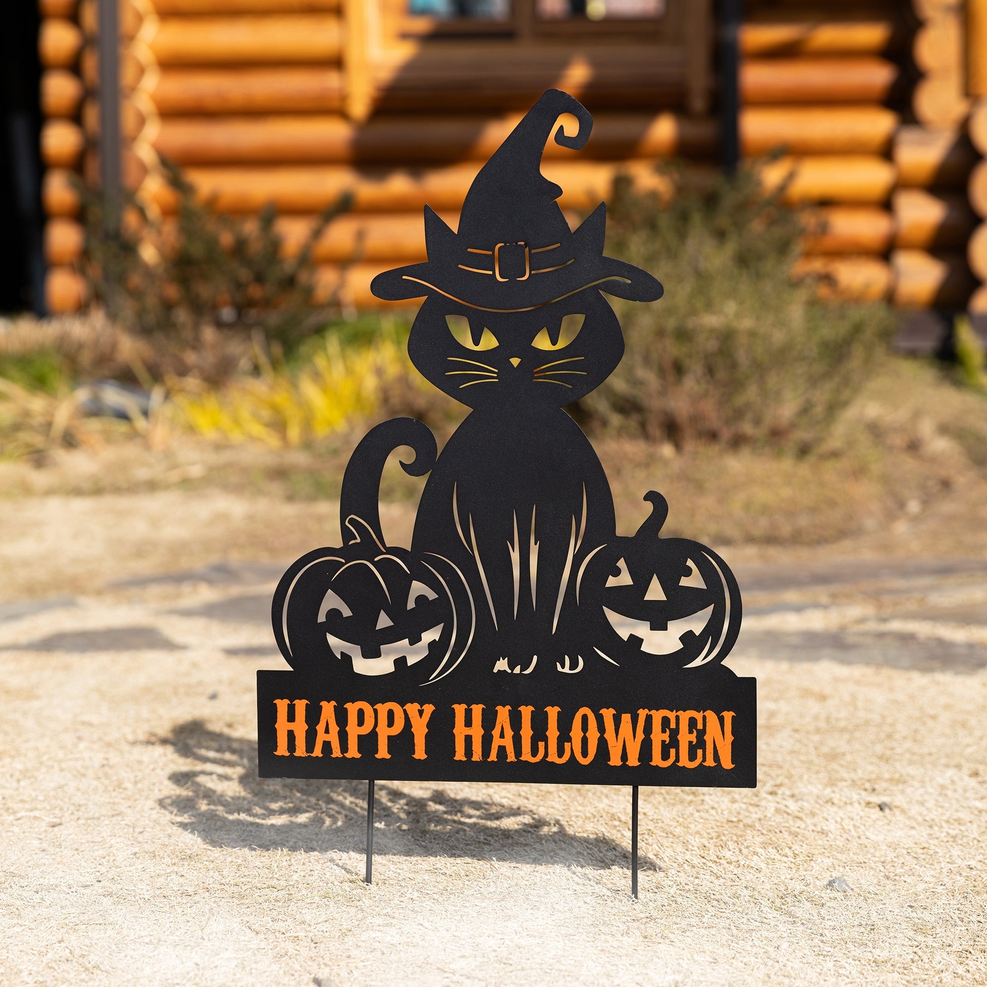 Glitzhome 30.25 H Halloween Metal Silhouette Cat Yard Stake