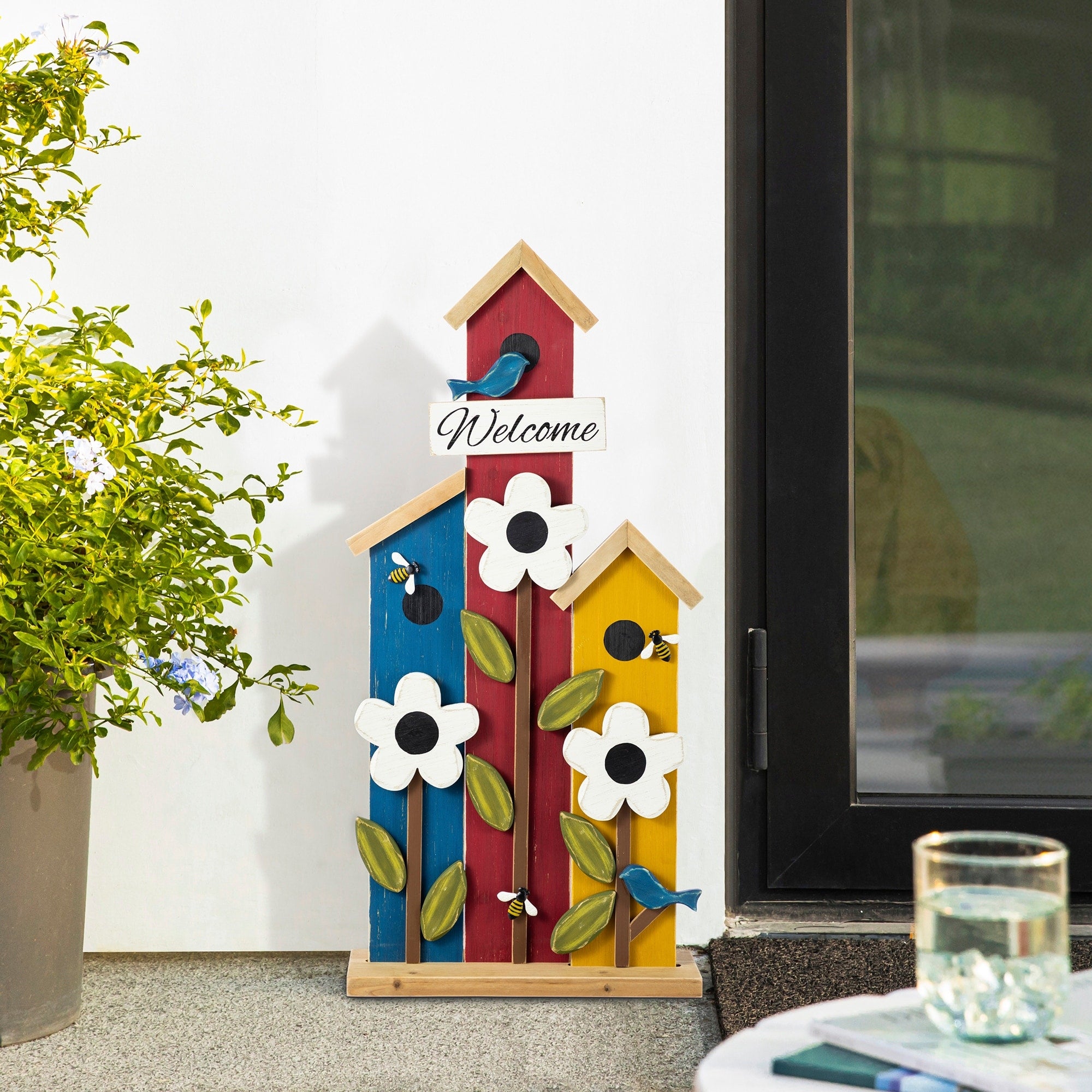 Glitzhome 30 H Detachable Solid Wood Birdhouse Shaped Porch Decor