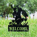 Glitzhome 30 H Multi Functional Metal Rabbit Flower Fairy Silhouette With Welcome Sign Garden Yardstake Wall Decor
