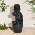 Glitzhome 33.5 H Modern 5 Tier Bowl And Sphere Polyresin Outdoor Fountain With Pump And Led Light