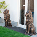 Glitzhome 36.25 H Oversized Mgo Bronze White Black Sitting Lion Garden Statue