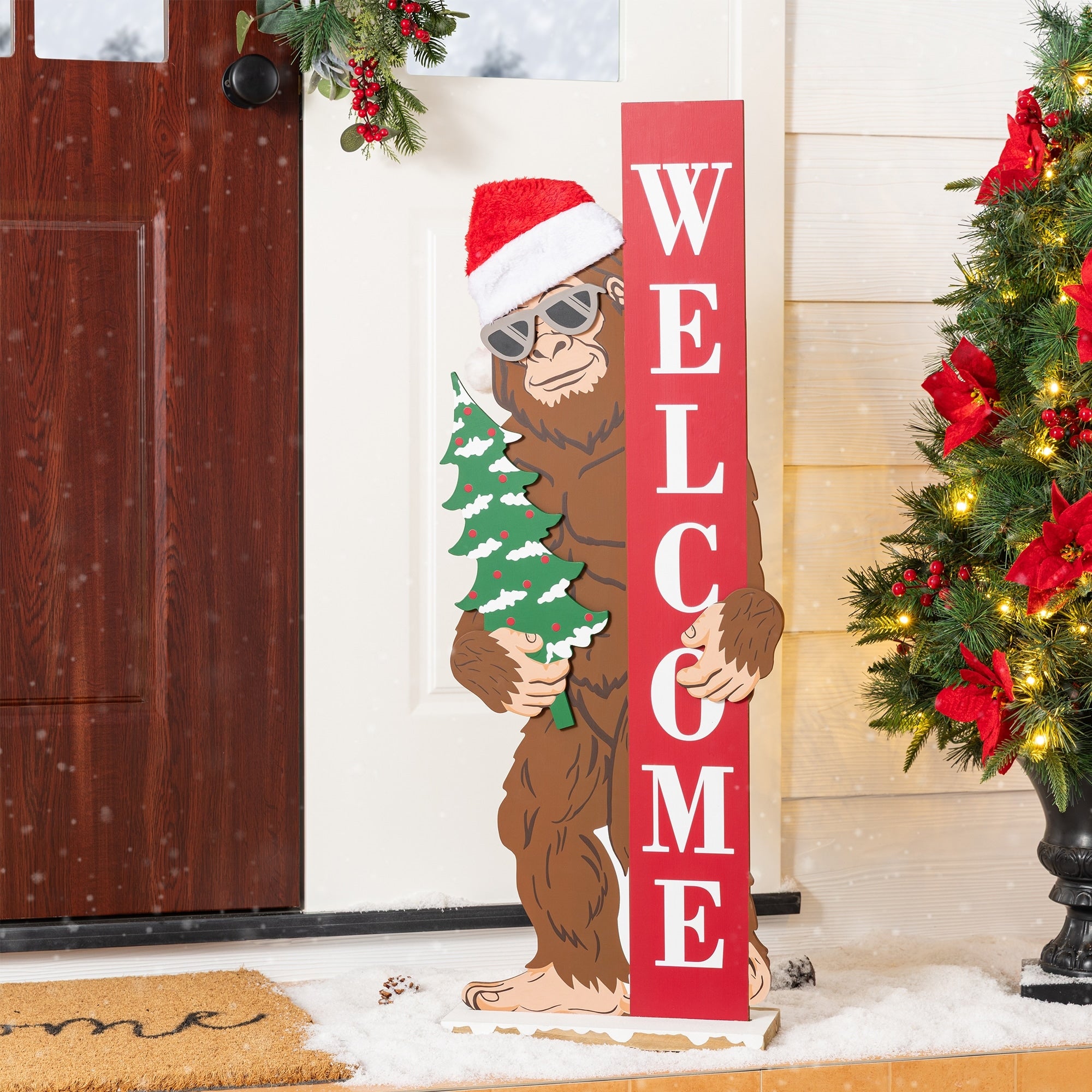 Glitzhome 36.5 H Christmas Wooden Big Foot Porch Decor Kd