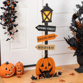Glitzhome 36 H Halloween Lighted Wooden Jack O Lantern Lamp Post Porch Decor W Timer