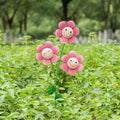 Glitzhome 36 H Metal Garden Triple Happy Face Flower Yardstake Wall Decor