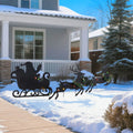 Glitzhome 36 H Set Of 3 Christmas Lighted Metal Silhouette Holy Family Reindeer With Santa Sleigh Yard Stake With Timer