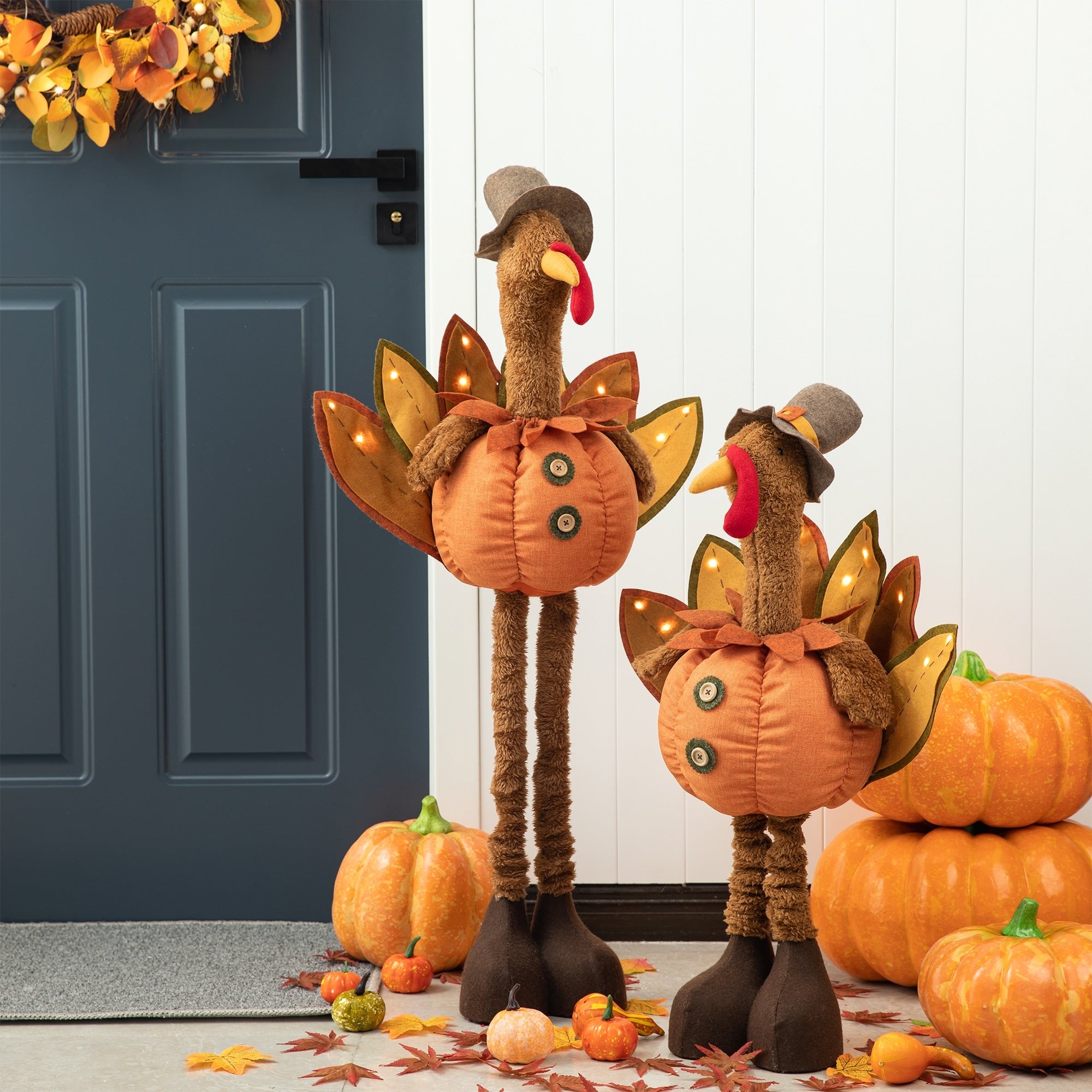 Glitzhome Fabric Turkey Standing Decor With Telescoping Legs