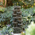 Glitzhome 39.25 H 9 Tiered Cascading Rock Polyresin Outdoor Fountain With Pump And Led Light