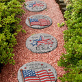 Glitzhome 4 Piece 10 D Patriotic Americana Cement Flag And Stars Stepping Stone
