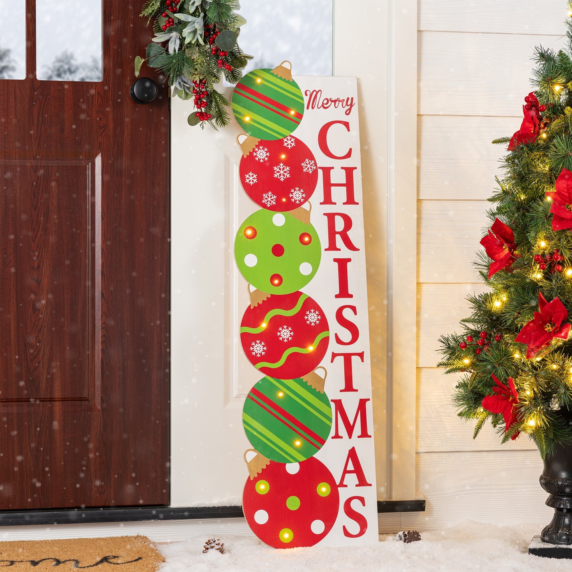 Glitzhome 42 H Lighted Christmas Ornament Porch Leaner With Timer
