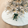 Glitzhome 48 D White Plush Christmas Tree Skirt