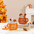 Glitzhome 5.25 H Set Of 2 Fall Wood Pumpkin Coffee Mug Table Decor