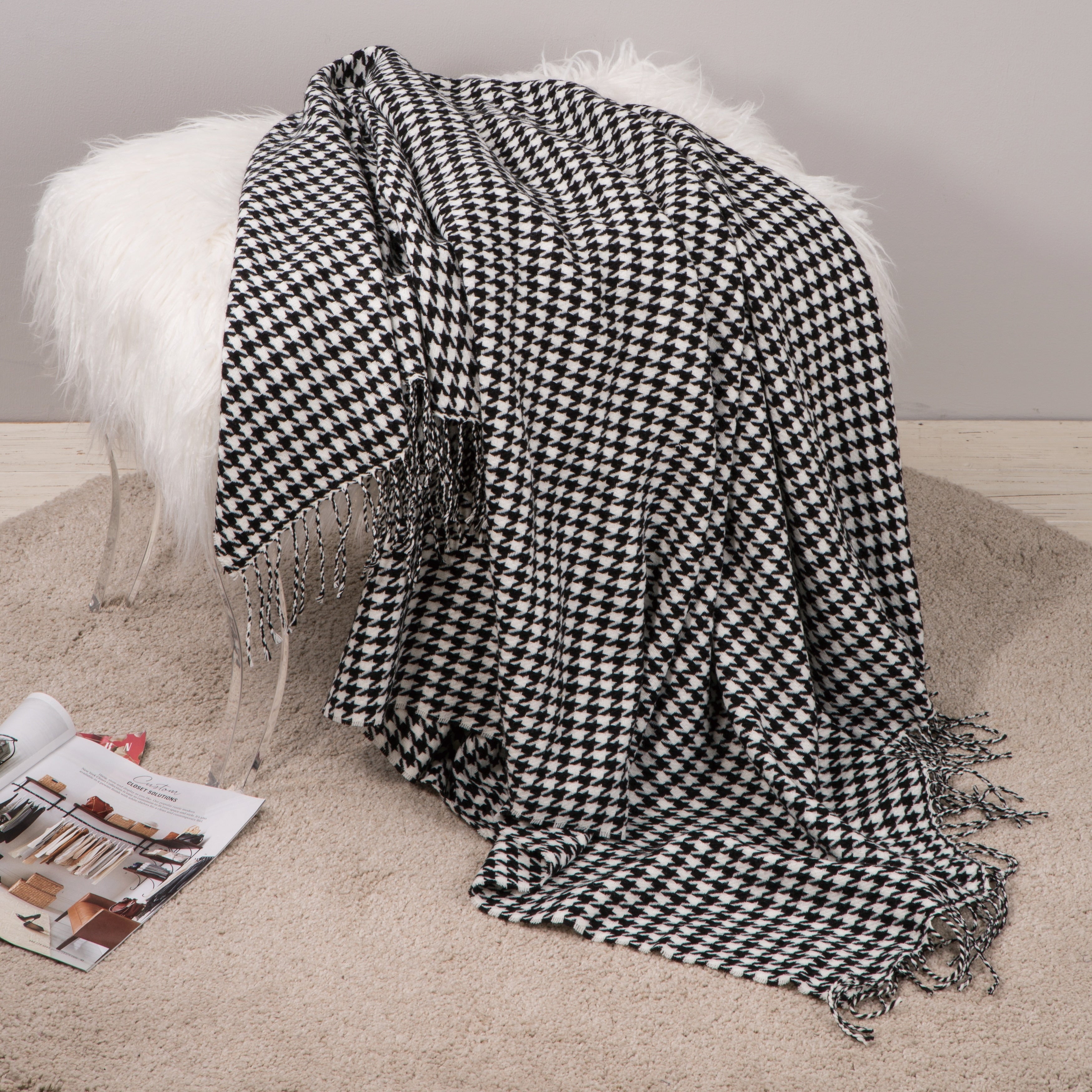 Glitzhome 50 X 60 Plaid Woven Throw 50 W 60 L